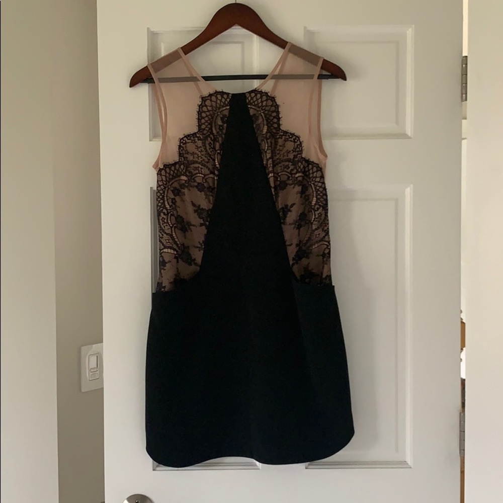 BCBG Illusion top black lace mini black dress